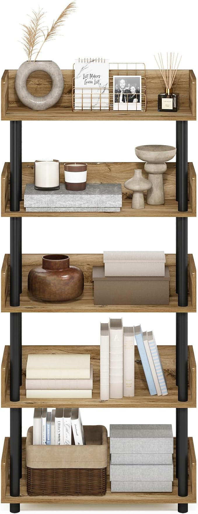 Furinno TURN-N-TUBE 4-Tier Display Shelf, Storage Shelves, Book Shelf, Open - Image 4