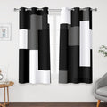 Tyrot Black Grey Short Blackout Curtains 45 inch Length 2 Panels Set White Grey by TyrotHomeDecor