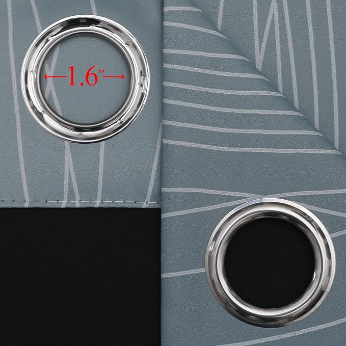 Estelar Textiler Stone Blue and Greyish White Blackout Curtains 84 Inches Long - Image 7