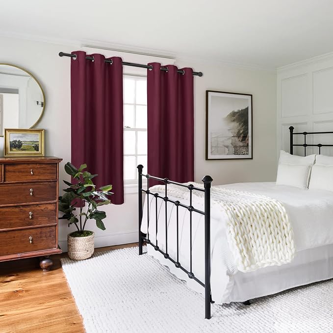 Diraysid Burgundy Red Grommet Blackout Curtains - Image 5