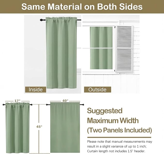 OVZME Light Green Short Blackout Curtains - Image 2