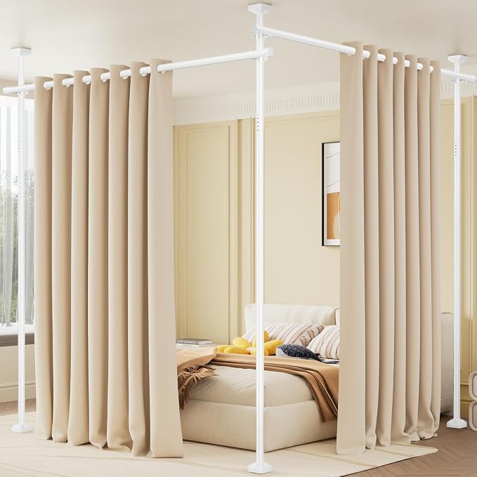 Bonpally Room Divider Curtain Rod, No Drilling Tension Rod by Bonpally