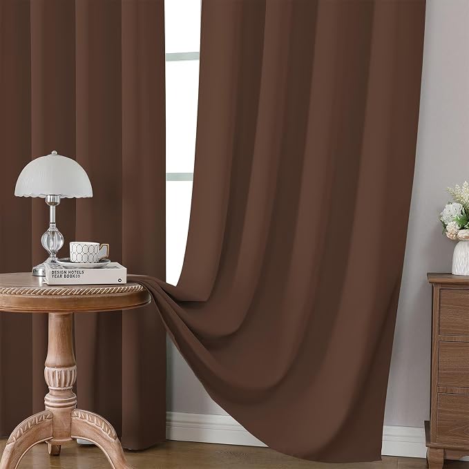 CUCRAF Brown Blackout Curtains 72 inch Length 2 Panels Set, Rod Pocket Room - Image 5