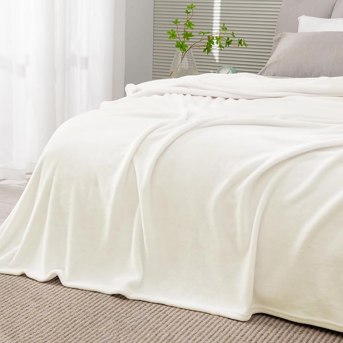 BEDELITE Fleece Blankets Queen Size Cream Throw Blankets - Image 2