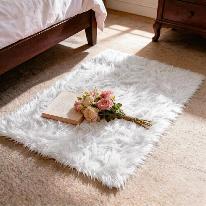 Ultra Soft Faux Fur Rug, Fluffy Shaggy 2 x 3 Ft Small Area Rug by TUOTPE