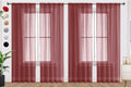 SpaceDresser Burgundy Sheer Curtains 4 Panels Rod Pocket Semi-Sheer Curtain 63 by SpaceDresser