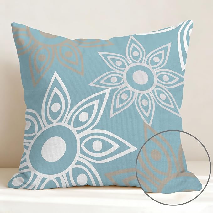Hexagram Blue Geometric Pillow Covers 20x20 Set of 4, Decorative Outdoor Modern - Image 6