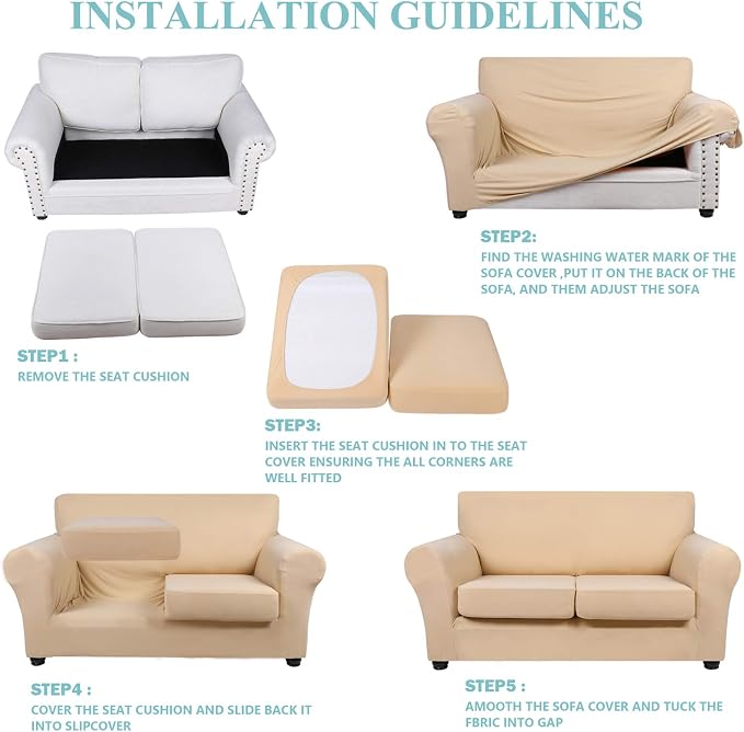 hyha Couch Covers, Chair/Sofa Covers, 2 Pieces, Armchair Slipcover, Separate - Image 5