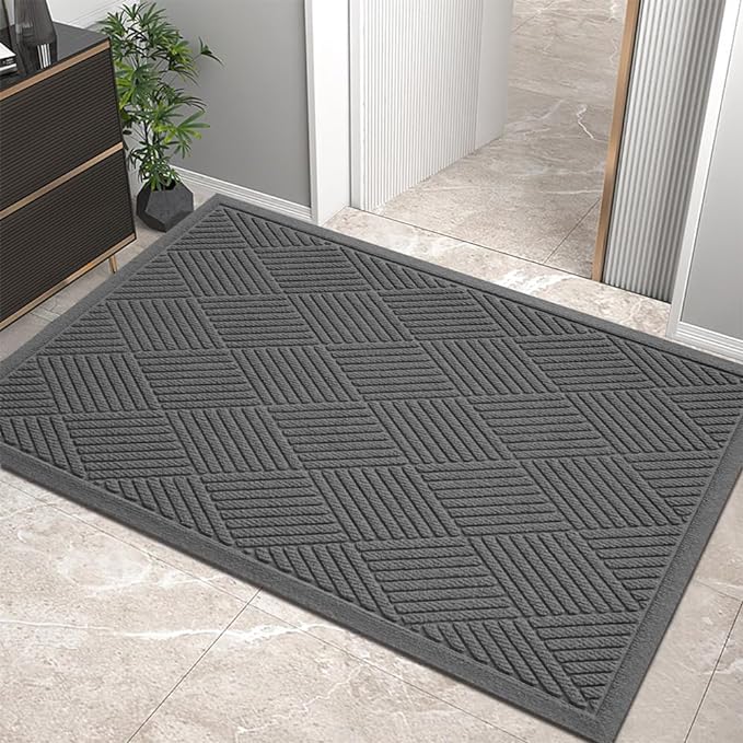 HIYARD Sturdy Front Door Mat, Absorbent Muddy Dirt Resist Welcome Door Mats by HIYARD