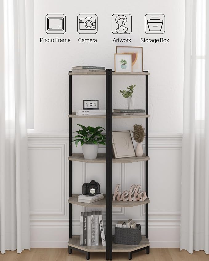 Hzuaneri Corner Shelf Stand, Corner Bookshelf, Storage Standing Shelf Unit - Image 4