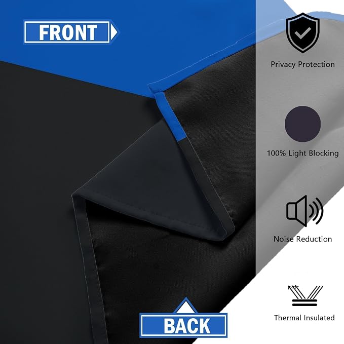 Tyrot Royal Blue 100% Blackout Curtains - Image 5