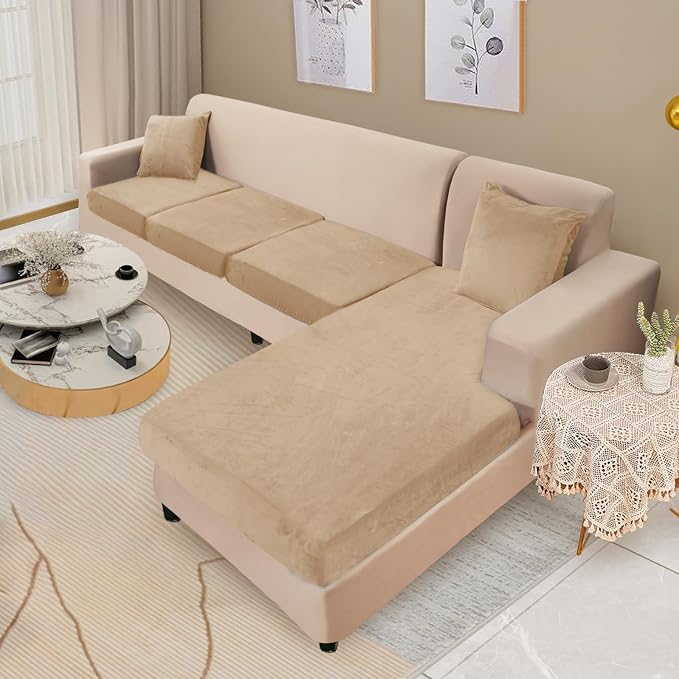 NAISI Sectional Couch Cover 4 Pieces Velvet Separate Couch Cushion Covers L - Image 2