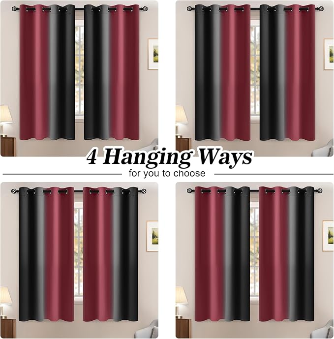 Yakamok Blackout Ombre Burgundy and Black Curtains - Image 8