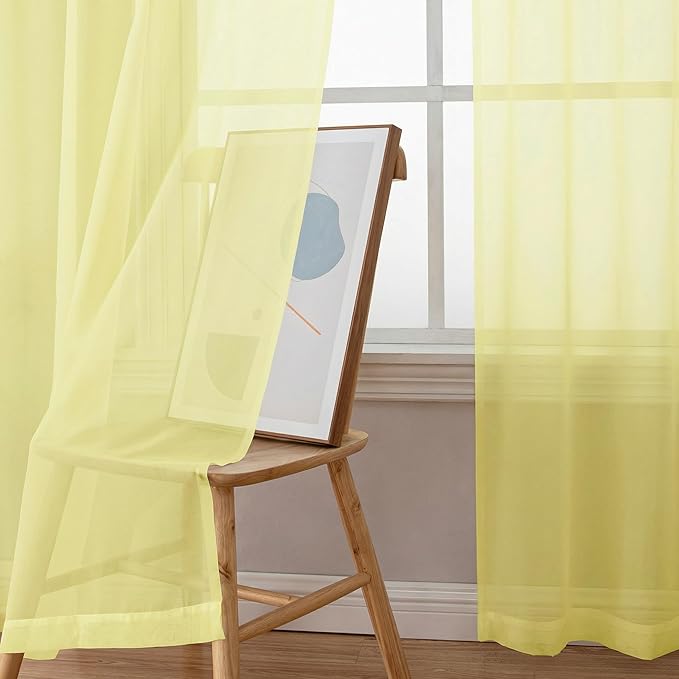 OWENIE Short Sheer Curtains for Bedroom Living Room 54 Inch Length 2 Panels Set - Image 5