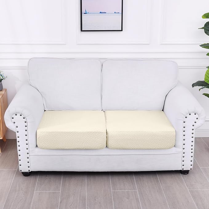 Smiry Waterproof Couch Cushion Covers, Stretch Jacquard Thick Sofa Cushion - Image 5