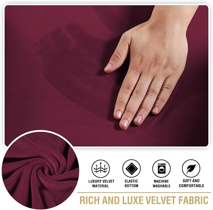 H.VERSAILTEX Stretch Velvet 3 Piece T Cushion Sofa Slipcovers Individually Sofa - Image 5