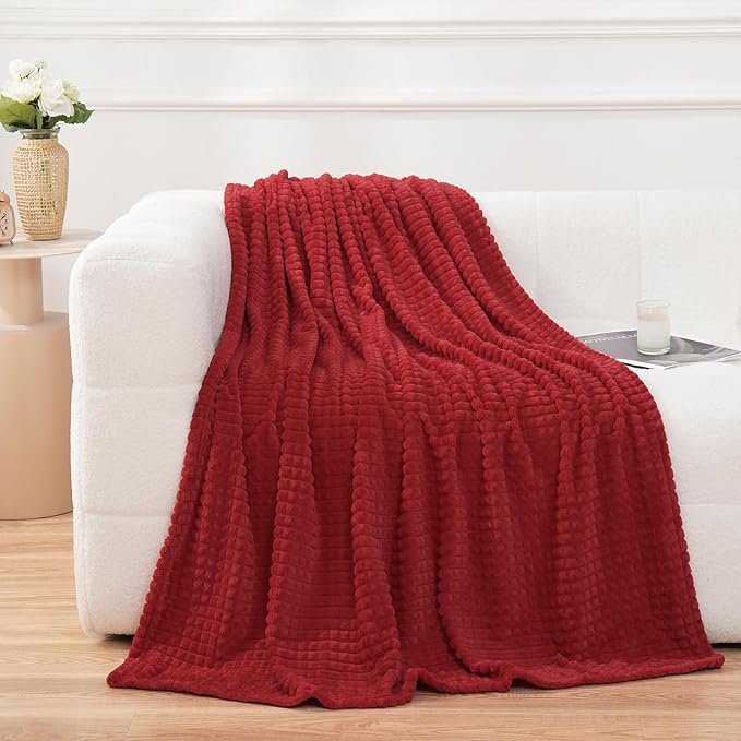 Red Throw Blanket 50"×70" Decorations Fleece Super Soft Plush Fuzzy Cozy Blanket by Puncuntex
