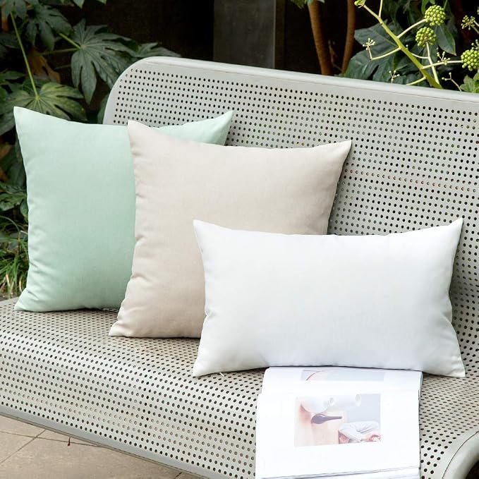 MIULEE Pack of 2 Decorative Outdoor Solid Waterproof Throw Pillow Covers Faux - Image 8
