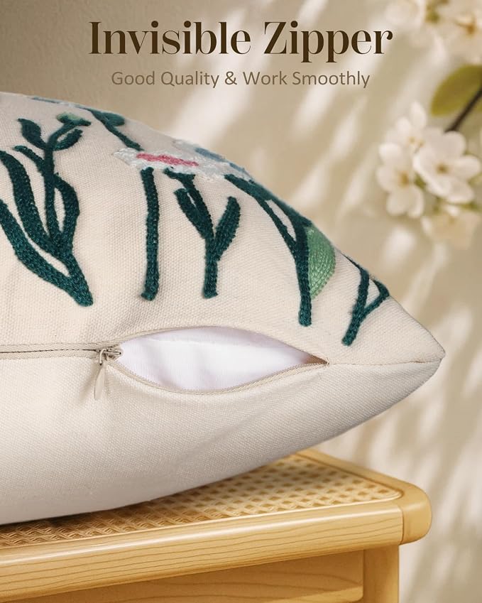 Embroidered Throw Pillow Cover 18x18 Inch - Image 3