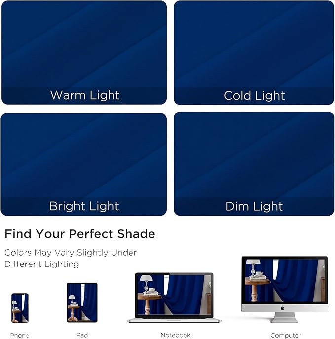 CUCRAF Royal Blue Blackout Curtains 84 inch Length 2 Panels Set, Rod Pocket - Image 4