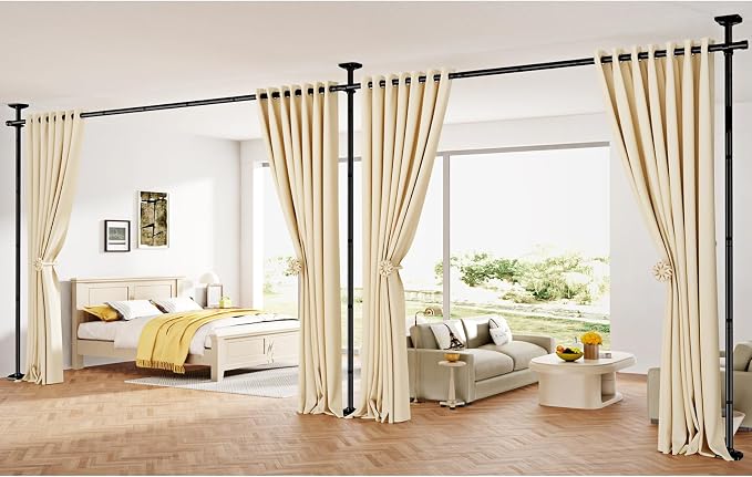 SUNALLY Room Divider Curtain Rod, No Drilling 4-10ft 28-140inch Adjustable - Image 7
