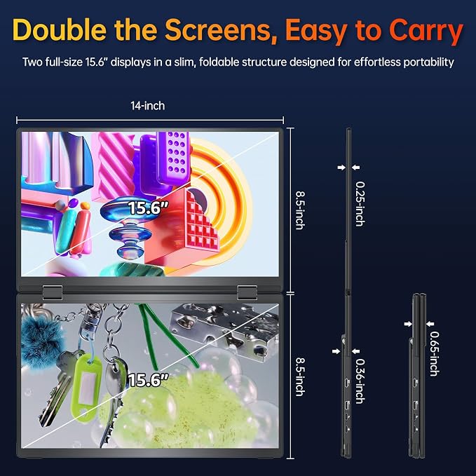 VisionOwl Portable Monitor Dual 15.6 Inch 1080P FHD 107% sRGB Foldable Second - Image 8