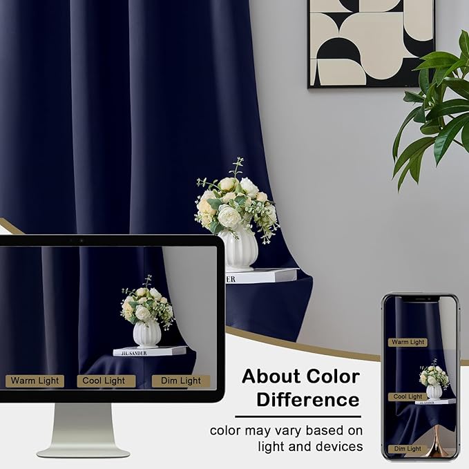 OVZME Navy Blue Blackout Curtains - Image 7