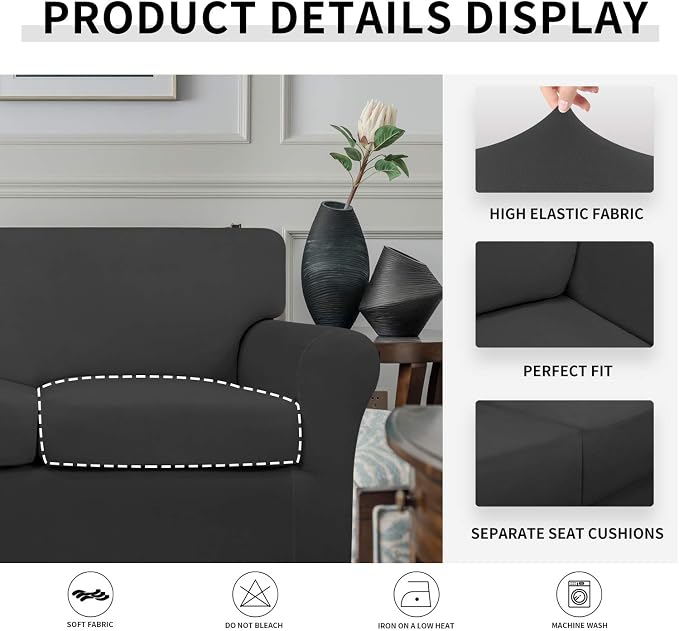 Easy-Going 4 Pieces Stretch Soft Couch Cover - Image 4