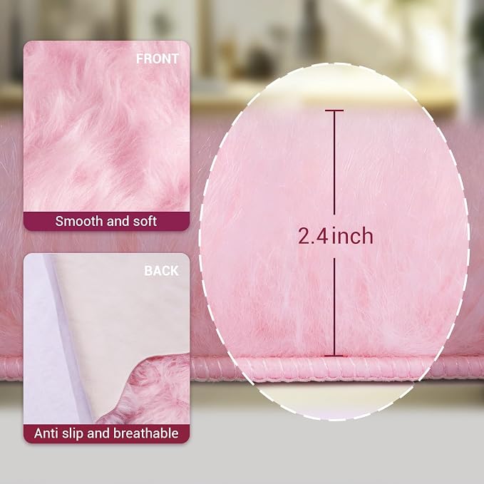 Ultra Soft Faux Fur Rug, Fluffy Shaggy 3ft Round Area Rug - Image 2
