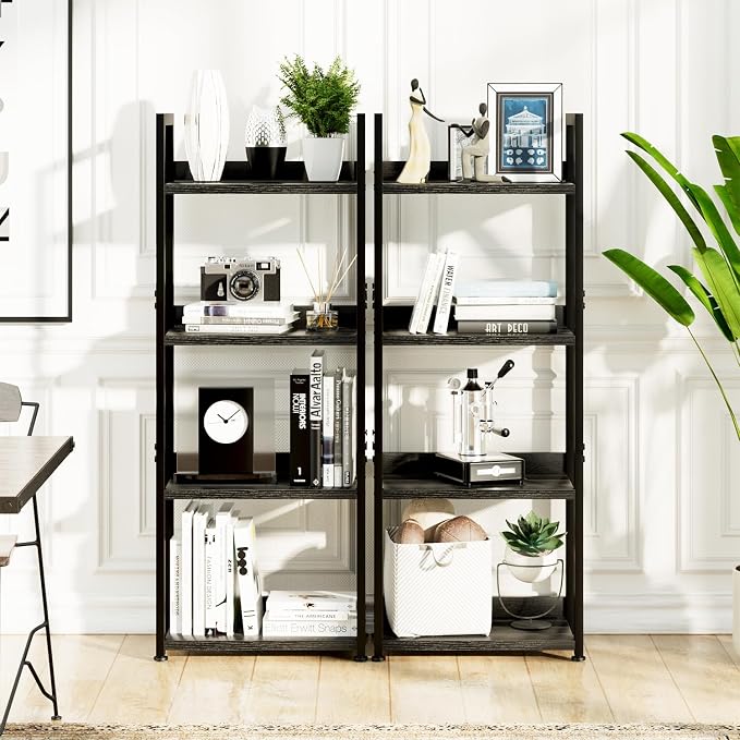 NUMENN Narrow Bookshelf, 4 Tier Bookshelves, Home Office Bookcase Shelf Storage - Image 4