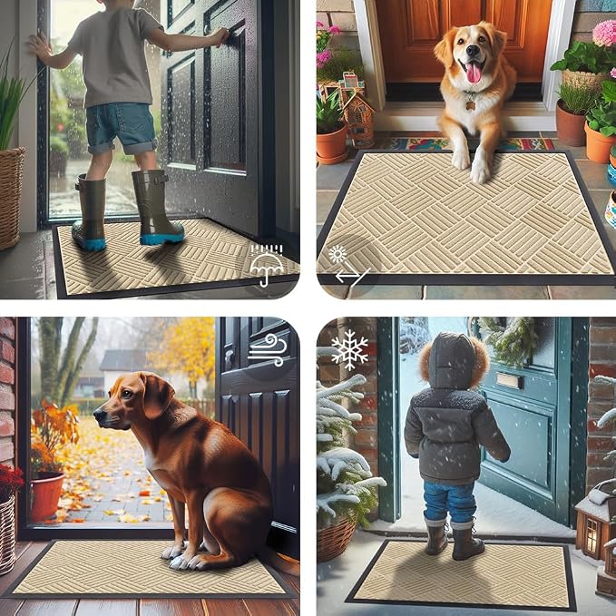 Smiry Front Door Mat Outside Entrance, Heavy Duty Outdoor Indoor Natural Rubber - Image 7