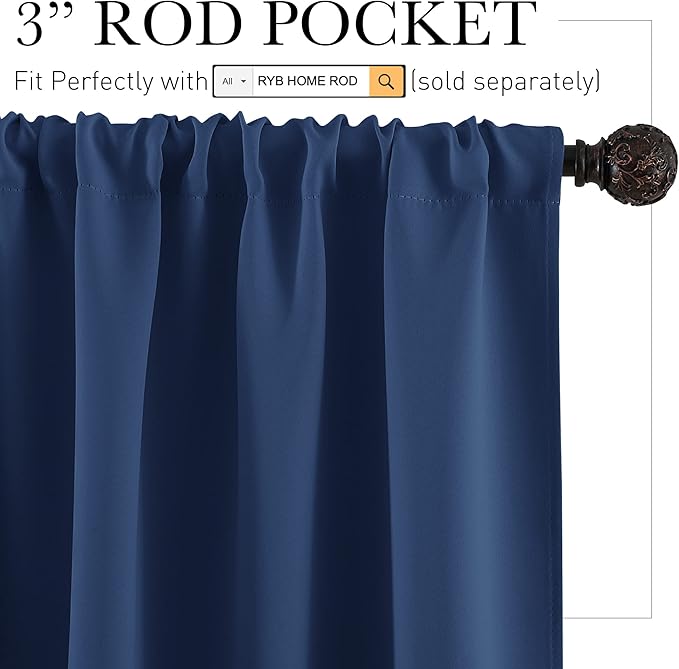 RYB HOME Cafe Blackout Curtains 24 inch Length, RV Curtains - Image 2
