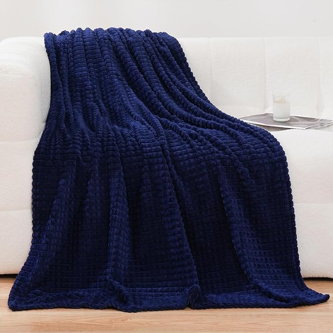 Puncuntex Flannel Fleece Throw Blanket Dark Navy Blue 60"×80", Super Soft Plush - Image 2