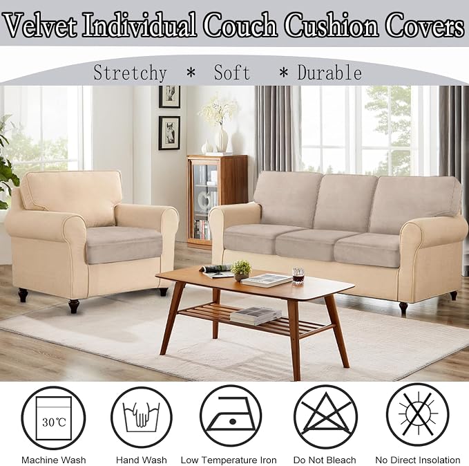 NAISI Couch Cushion Covers 1 Piece Velvet Stretch Sofa Seat Covers or Backrest - Image 5