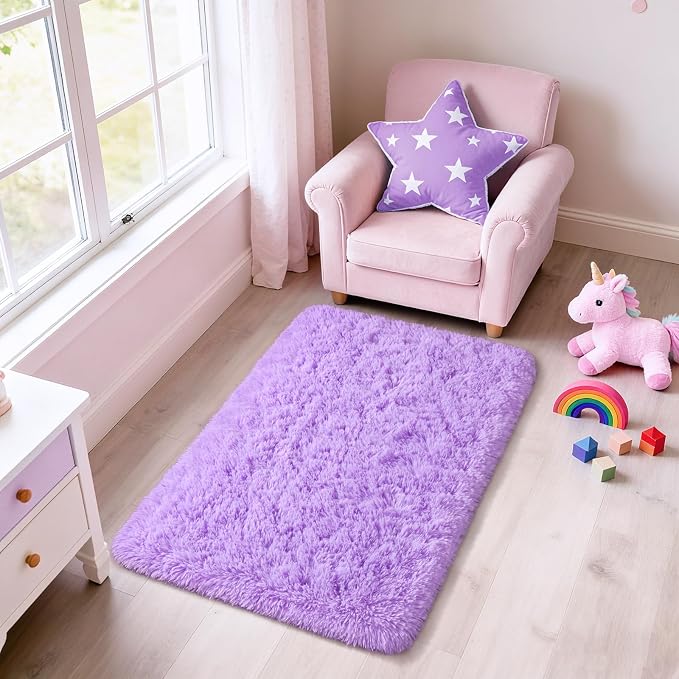 Merelax Fluffy Rug Shaggy Area Rug, Mini Fuzzy Plush Kids Bedside Rug, Soft by Merelax