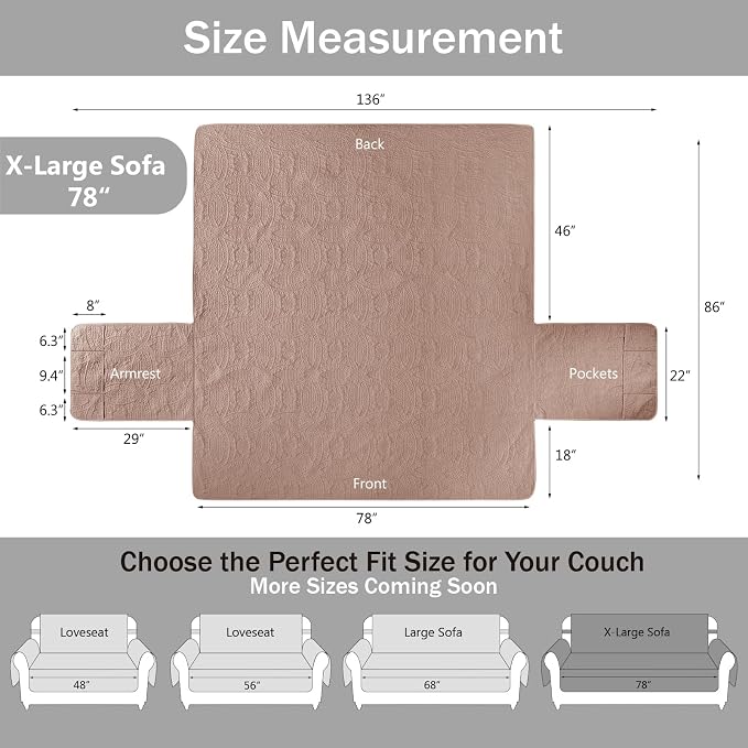 Soft Quilted Pink Couch Cover Waterproof - Image 7