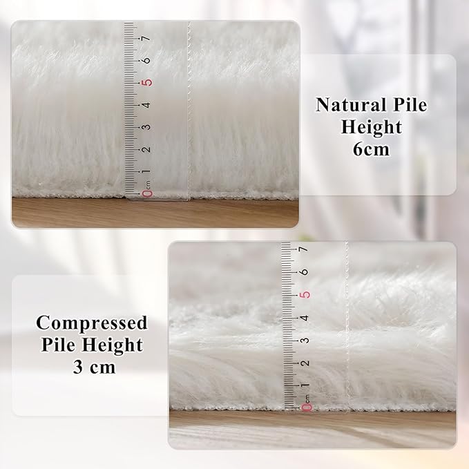 ORINOVA White Faux Sheepskin Fur Machine Washable Runner Area Rugs - Image 4