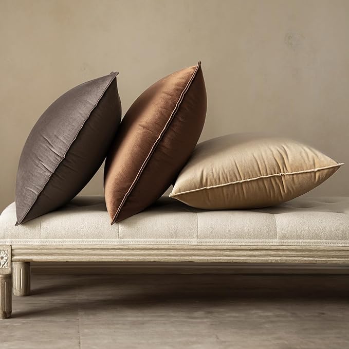 MIULEE Dark Coffee Velvet Throw Pillow Covers 20x20 Soft Decorative Solid - Image 5