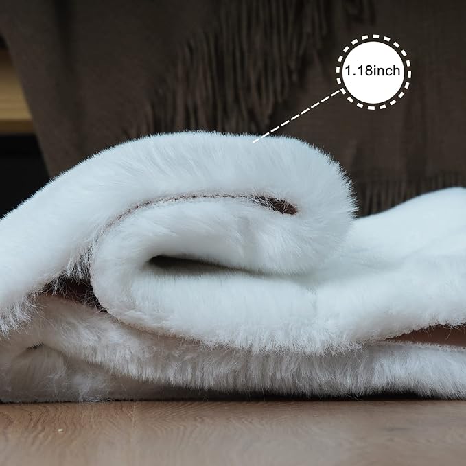Ghouse Ultra Soft Faux Rabbit Fur Rug 2x3, Machine Washable Area Rugs - Image 4