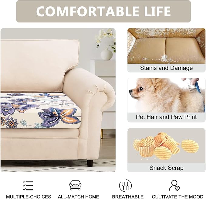 SearchI Stretch Printed Sofa Couch Cushion Covers Replacement Chair Cushion - Image 3