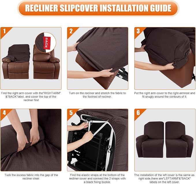 VANSOFY Recliner Cover, 2-Pieces Stretch Reclining Couch Cover - Image 5