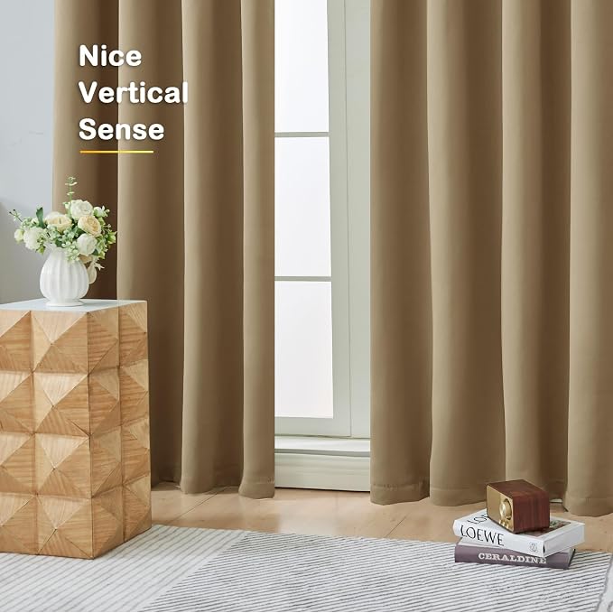 OVZME Taupe Short Blackout Curtains - Image 9