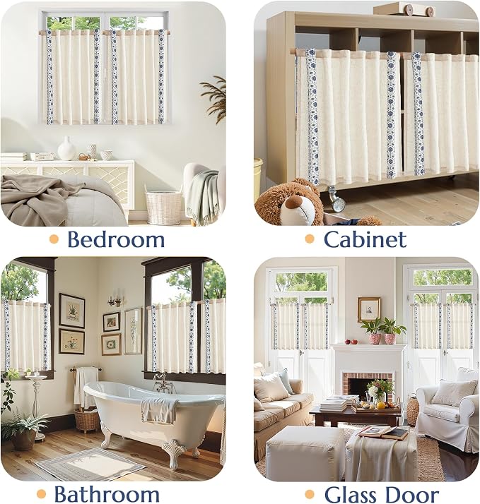 jinchan Small Window Curtains 45 Inch Length Linen Cafe Curtains - Image 9