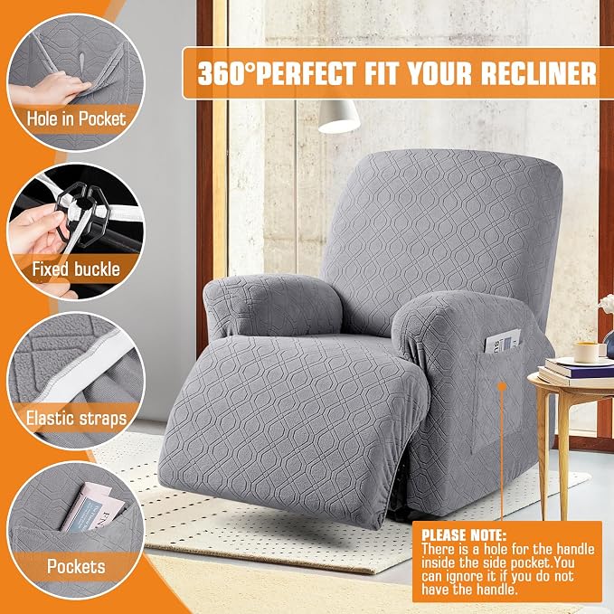 VANSOFY Recliner Chair Cover, 3-Pieces Stretch Recliner Covers - Image 5