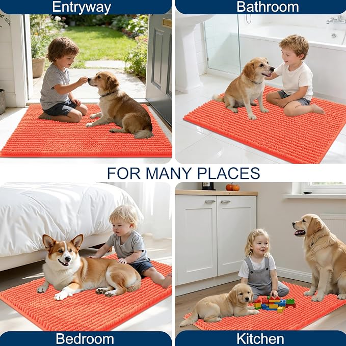 OLANLY Dog Door Mat for Muddy Paws 59x20, Ultra Absorbent Chenille Mud Doormat - Image 8