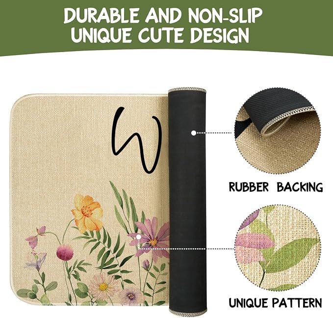 Spring Summer Door Mat, Flower Floral Butterfly Indoor Outdoor Non-Slip Doormat - Image 7