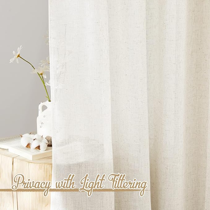 NICETOWN Semi Sheer Linen Curtains - Image 8