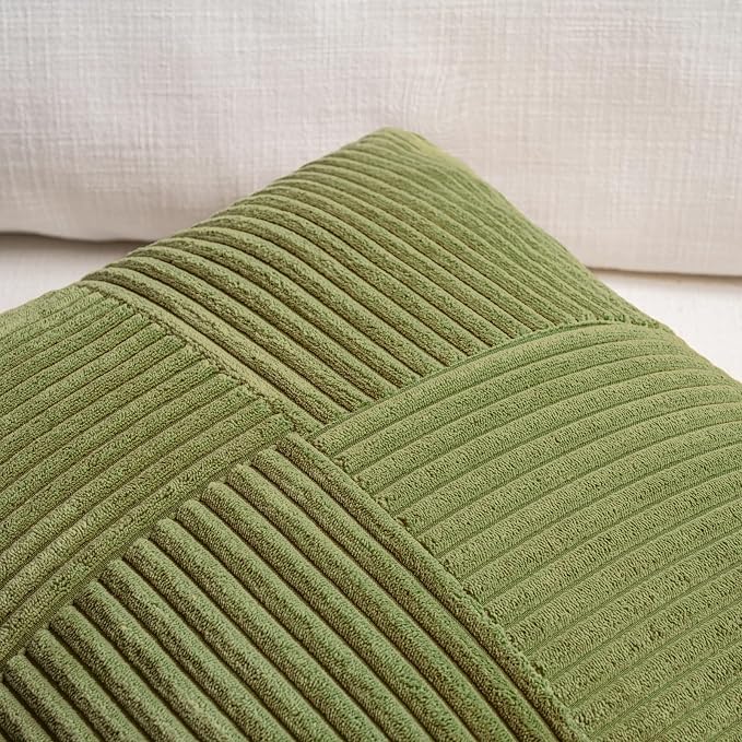 Fancy Homi 2 Packs Moss Green Samll Decorative Throw Pillow Covers 14x14 Inch - Image 3