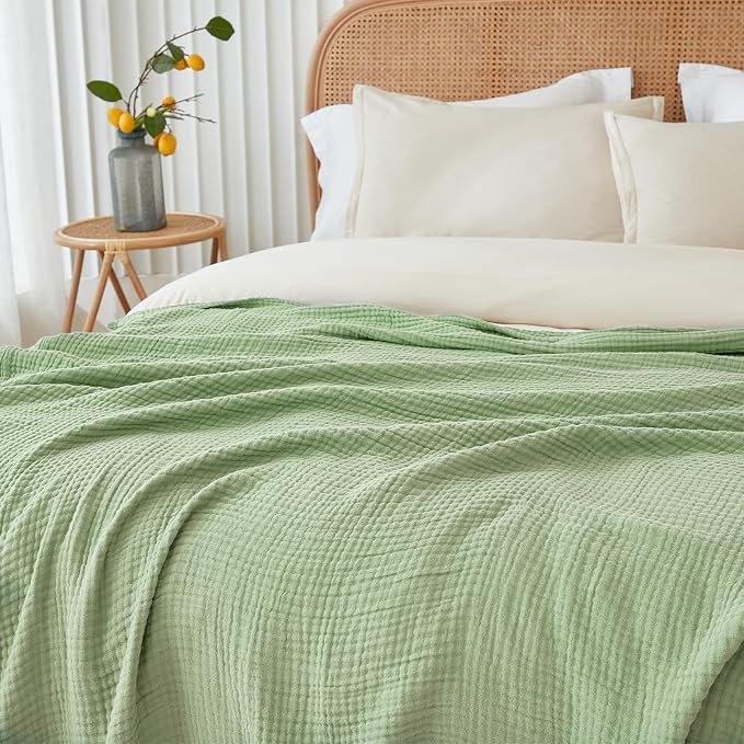 EMME Cotton Blanket Twin XL for Bed Soft Muslin Blankets 66"x90" Lightweight - Image 3