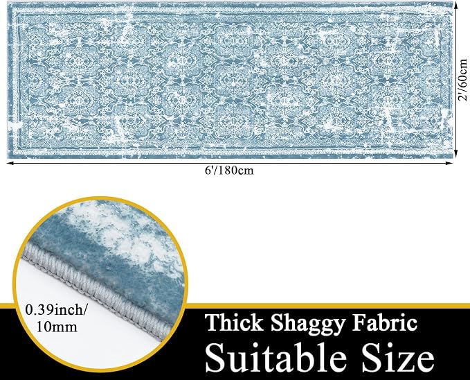 Vaukki Hallway Runner Rug, Vintage Shaggy Soft Laundry Rug Runner, Non Slip - Image 2